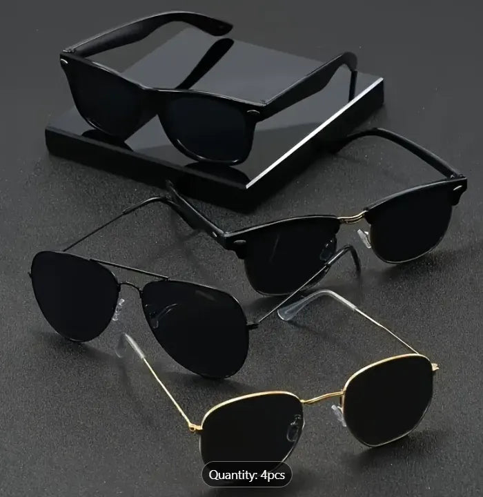 4 Pairs of Unisex Family Classic Street Fashion Casual sunGlasses