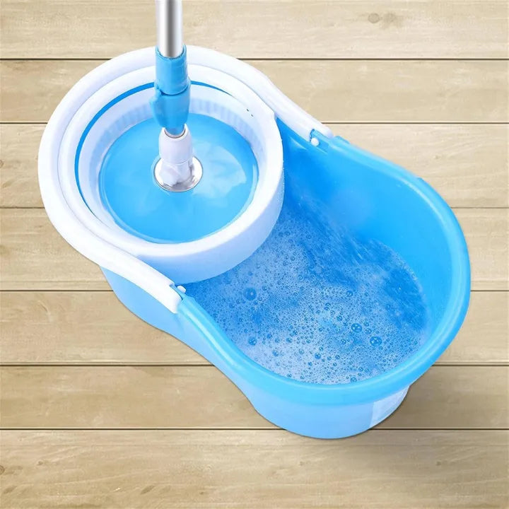 360° Magic Spin Mop Set with Microfiber Mop Heads & Plastic Bucket for Effortless Cleaning