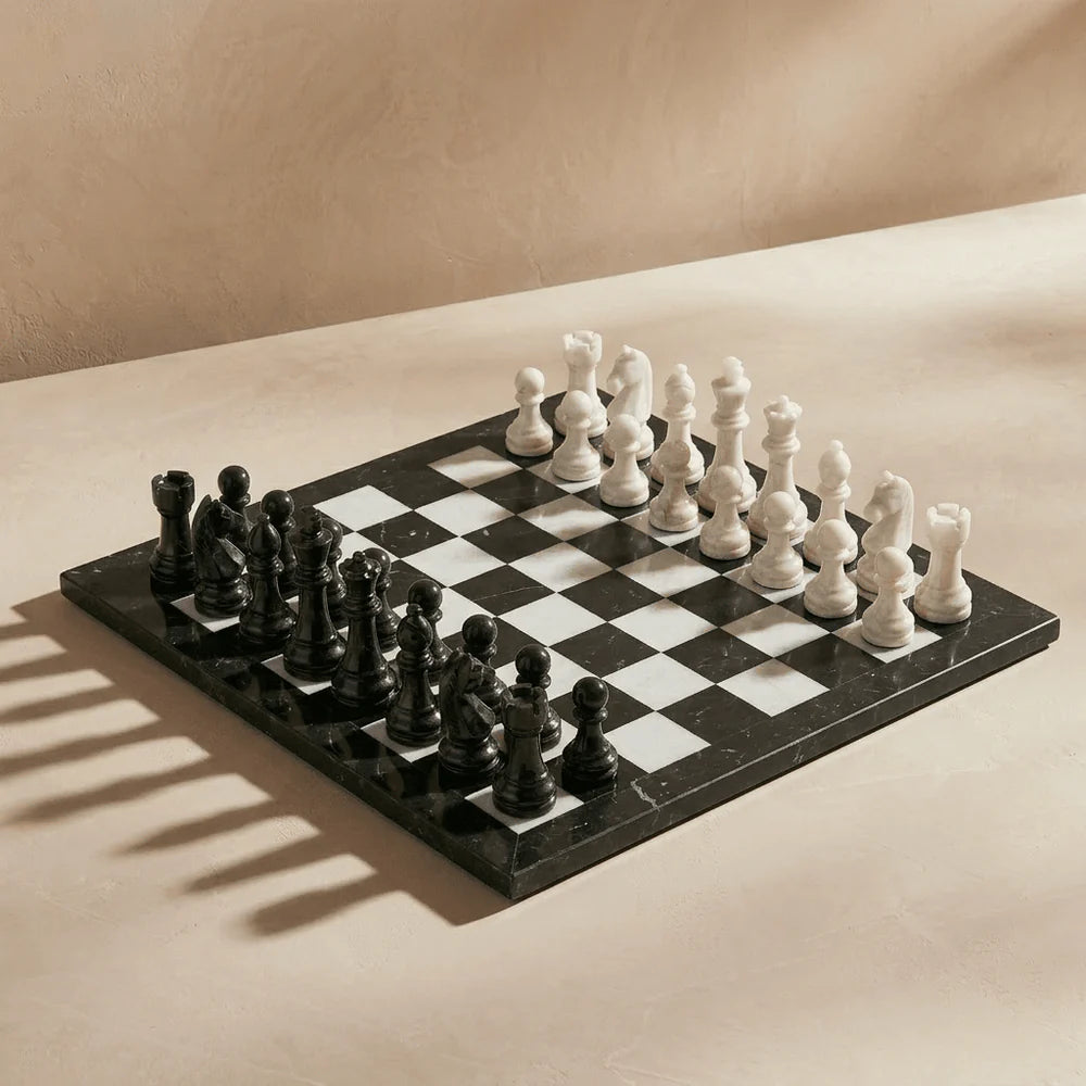 Marble Chess Set With Luxury Storage Box, Chess Board White & Black Marble Chess Sets & Marble Chess Pieces, Unique Chess Sets For Adults And Modern Chess Boards Decor