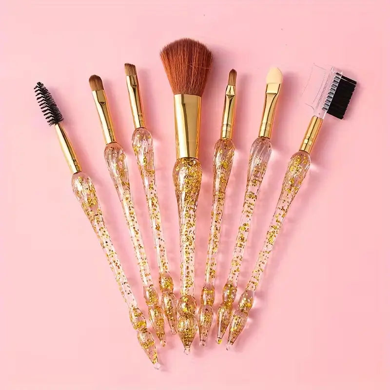 Creative Gold Glitter Makeup Brush Set 7pcs