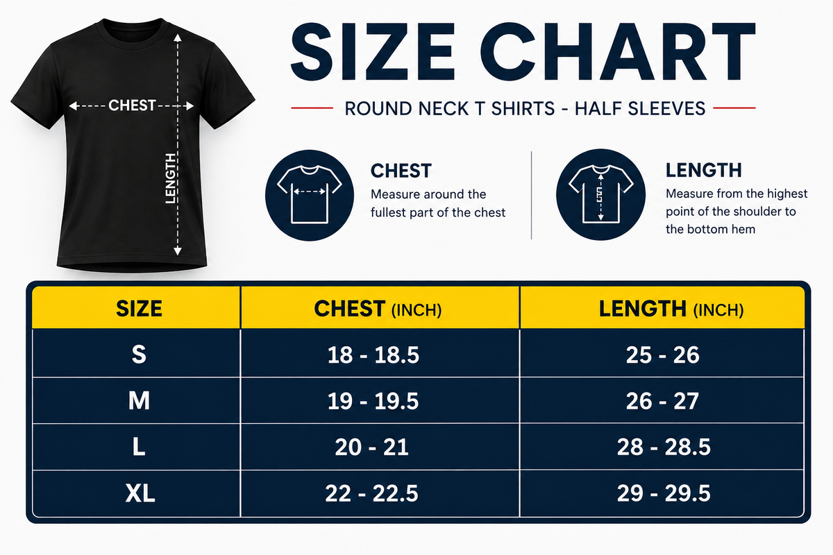 Pack of 6 Round Neck T-Shirts – Half Sleeves