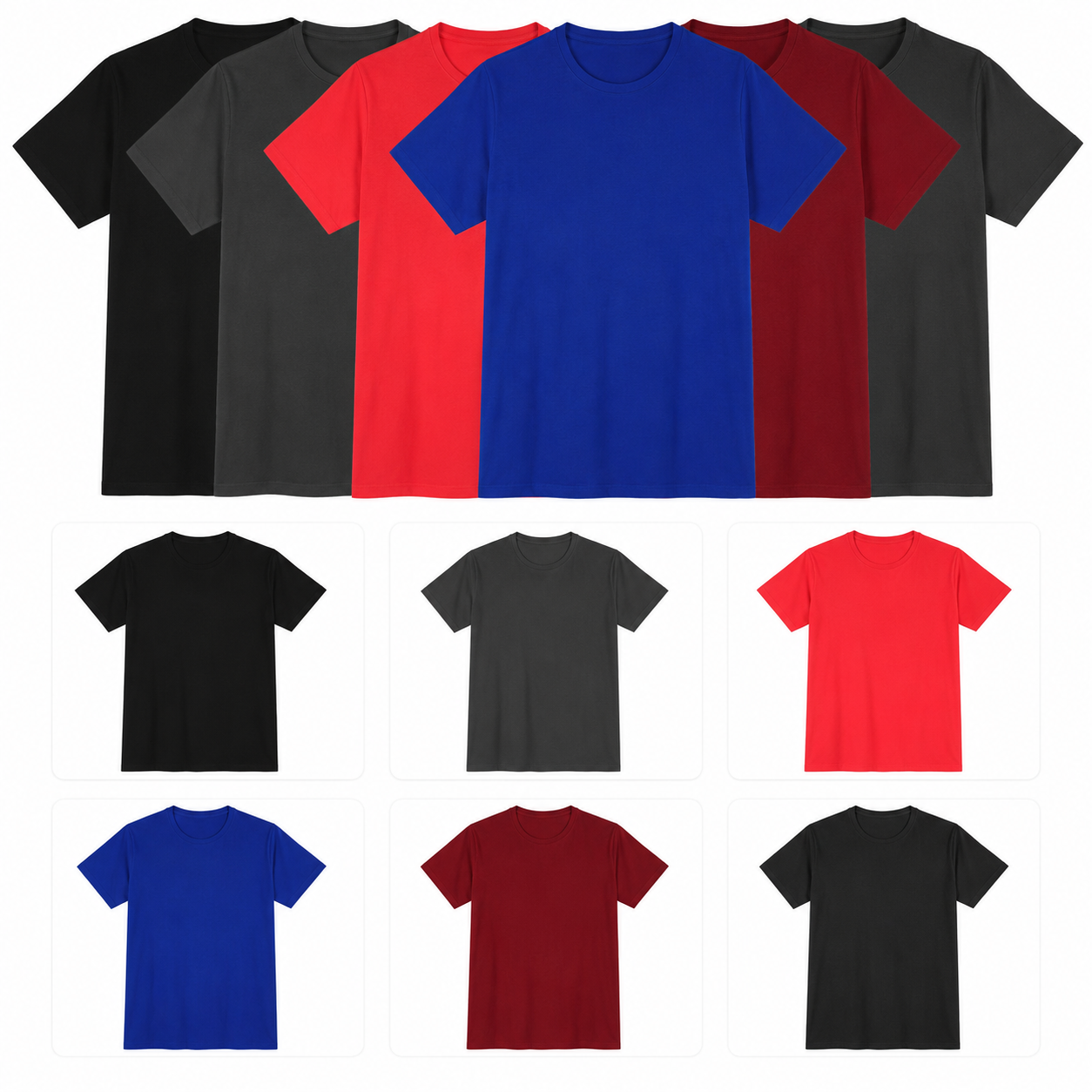 Pack of 6 Round Neck T-Shirts – Half Sleeves