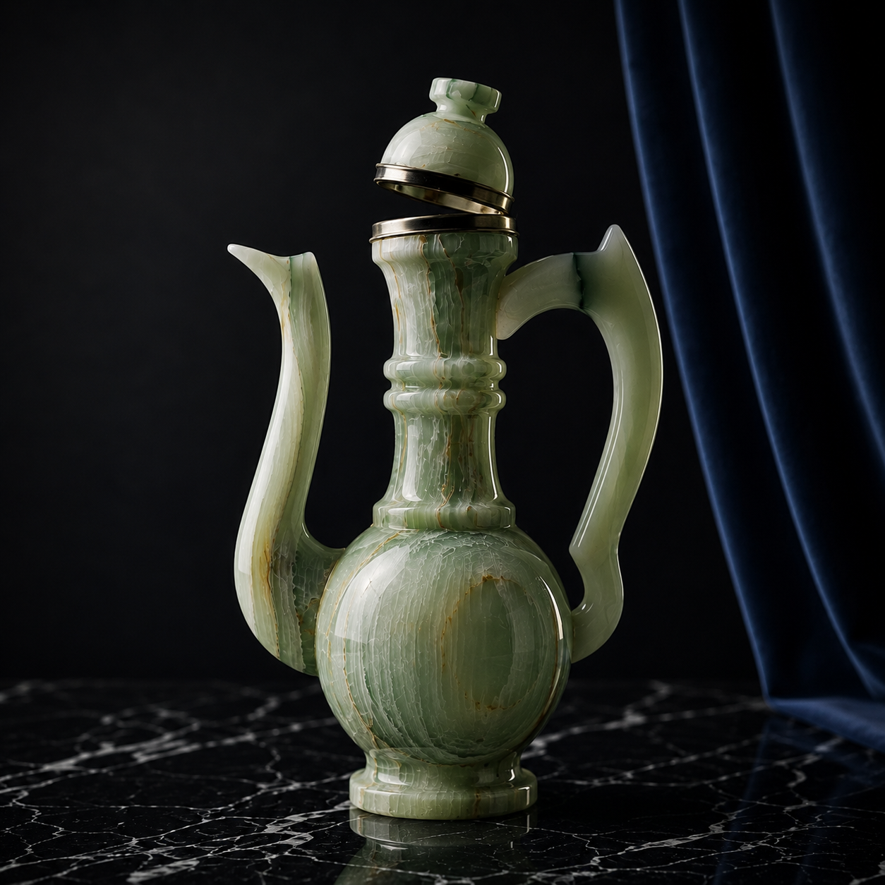 Handcrafted Luxury Marble Onyx Jug & 6 Cup Serving Set