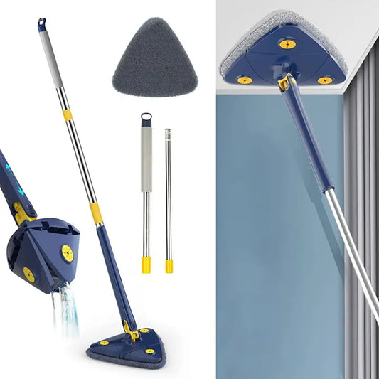 Rotatable Adjustable Cleaning Mop, Stainless Steel Handle Multifunctional Wet and Dry Mop for Floor/Ceiling/Wall
