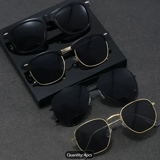 4 Pairs of Unisex Family Classic Street Fashion Casual sunGlasses