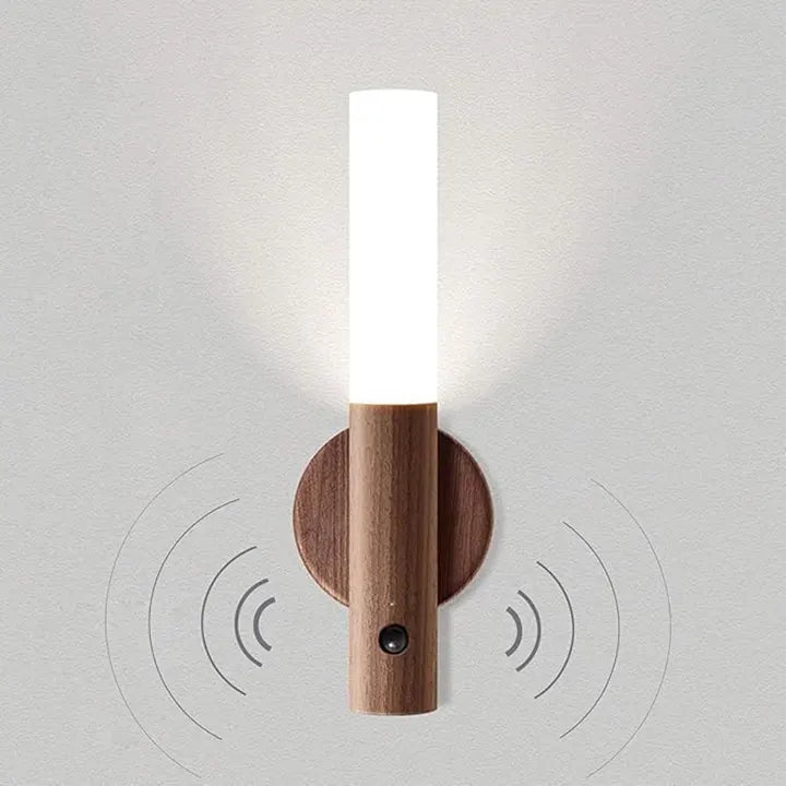 Motion Sensor Night Lights with Magnet Body Sensor for Hallway | Rechargeable Led Light | Portable Stairway Lights Wooden Wall