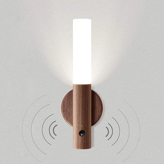 Motion Sensor Night Lights with Magnet Body Sensor for Hallway | Rechargeable Led Light | Portable Stairway Lights Wooden Wall