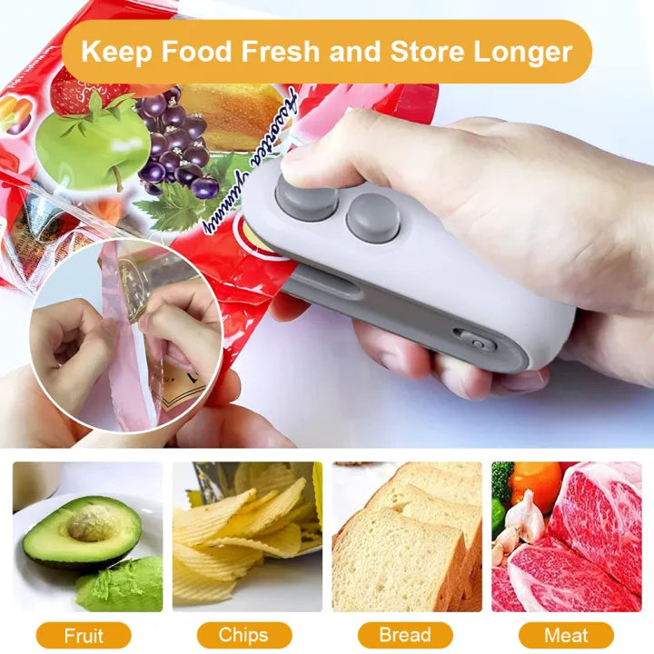 Sealing Machine Rechargable | 2 In 1 Bag Mini Heat Sealer | Storage Bag Plastic Package Snack Sealer Handheld Heat Sealer for Food