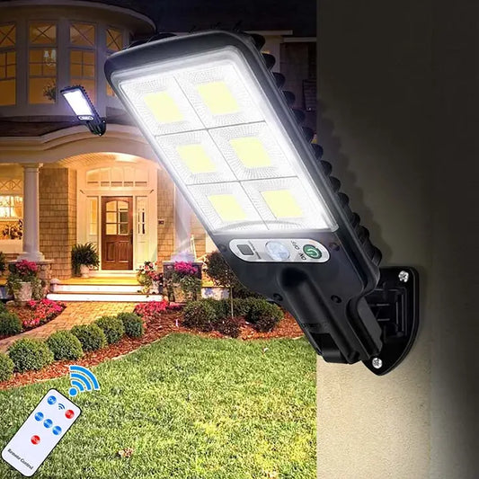 Solar Light LED Outdoor Lights 72COB Solar Motion Sensor Flood Light IP65 Waterproof spotlight 3 Modes Solar Street Lights with Smart and Remote Control Wall Lights for Garden