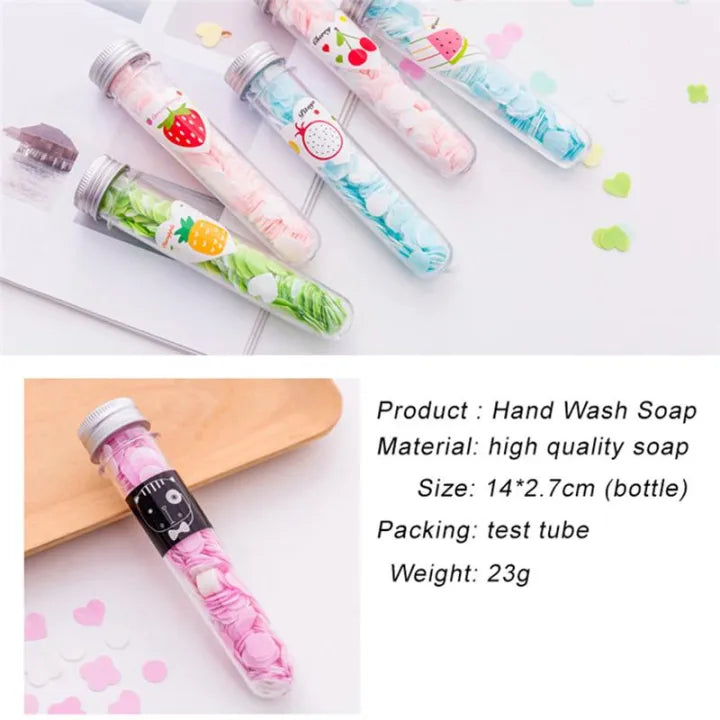 Portable Mini Body Washing Bath | Test Tube Confetti Foaming Flower | One time Paper Soap Slice