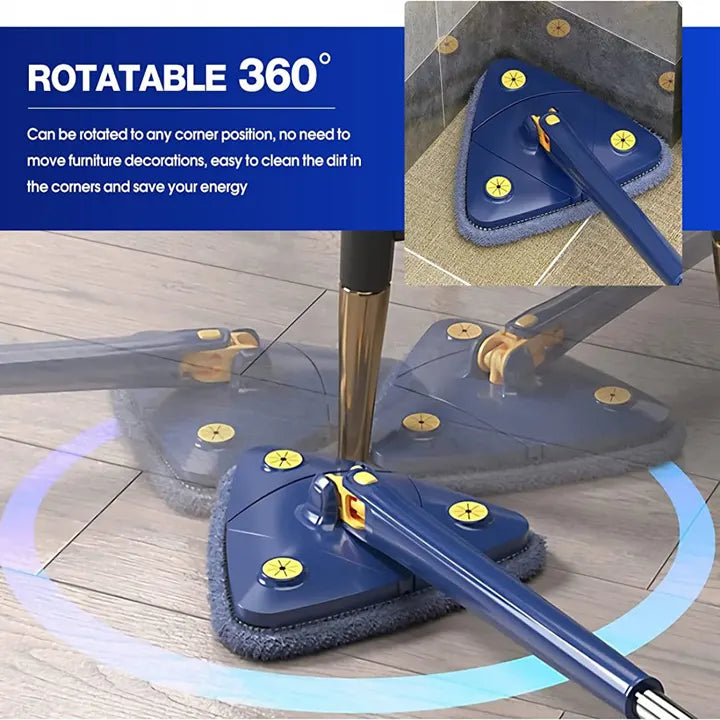 Rotatable Adjustable Cleaning Mop, Stainless Steel Handle Multifunctional Wet and Dry Mop for Floor/Ceiling/Wall