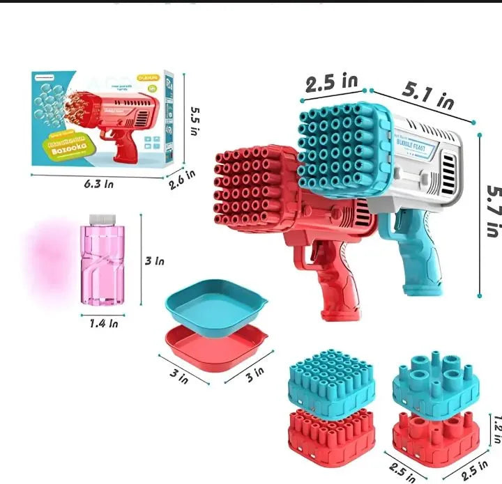 Bubble Machine Automatic Electric Gatling Bubble Guns | Bubble Maker 32 Hole Bubble Gun |  1 Liquid Bottle Outdoor Fun Kids Toys for Boys and Girls