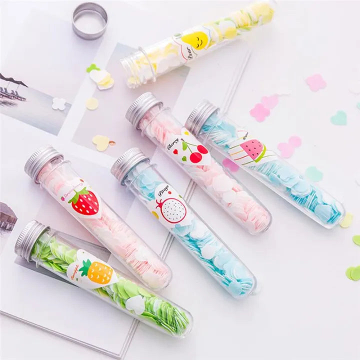 Portable Mini Body Washing Bath | Test Tube Confetti Foaming Flower | One time Paper Soap Slice