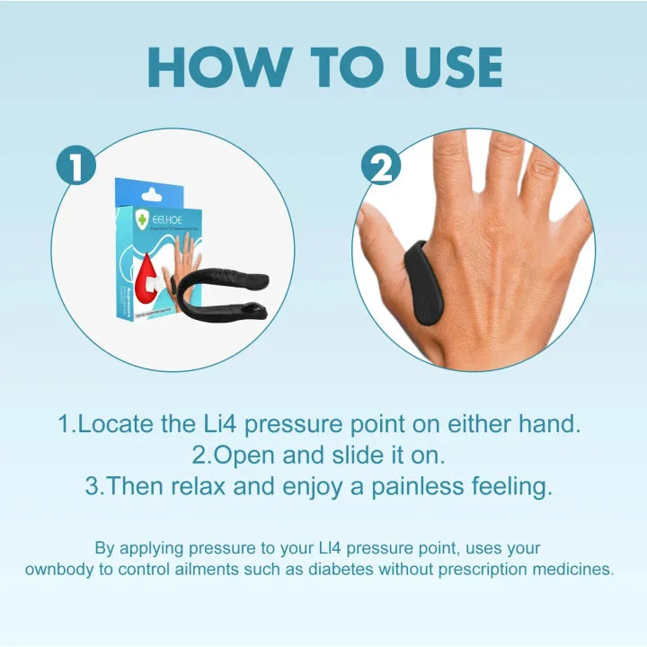 Sugar Control Acupressure Clip for Diabetics Sugar Control LI4 Acupressure Point Clip Headache Relief Product | Headache Migraine & Tension Relief