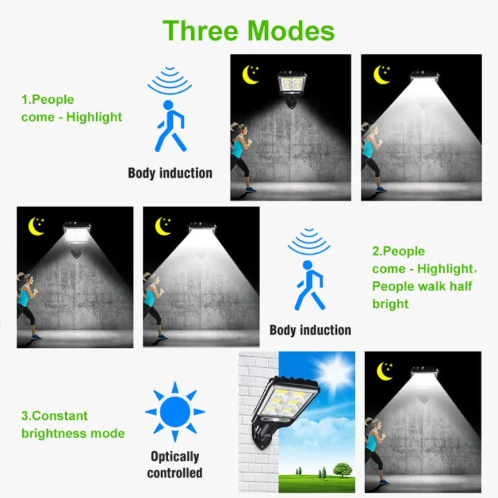 Solar Light LED Outdoor Lights 72COB Solar Motion Sensor Flood Light IP65 Waterproof spotlight 3 Modes Solar Street Lights with Smart and Remote Control Wall Lights for Garden