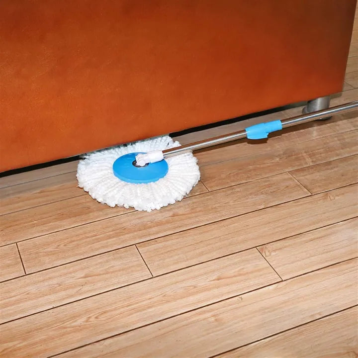 360° Magic Spin Mop Set with Microfiber Mop Heads & Plastic Bucket for Effortless Cleaning