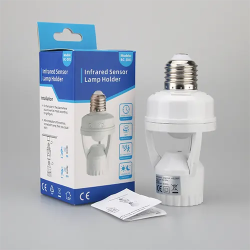 Automatic Human Body Infrared IR Intelligent Sensor Lamp Holder | E27 Socket Converter | E27 LED Bulb Detector | Up to 60W Rated load for Garden Home Workplace Warehouse Factory for safety and security