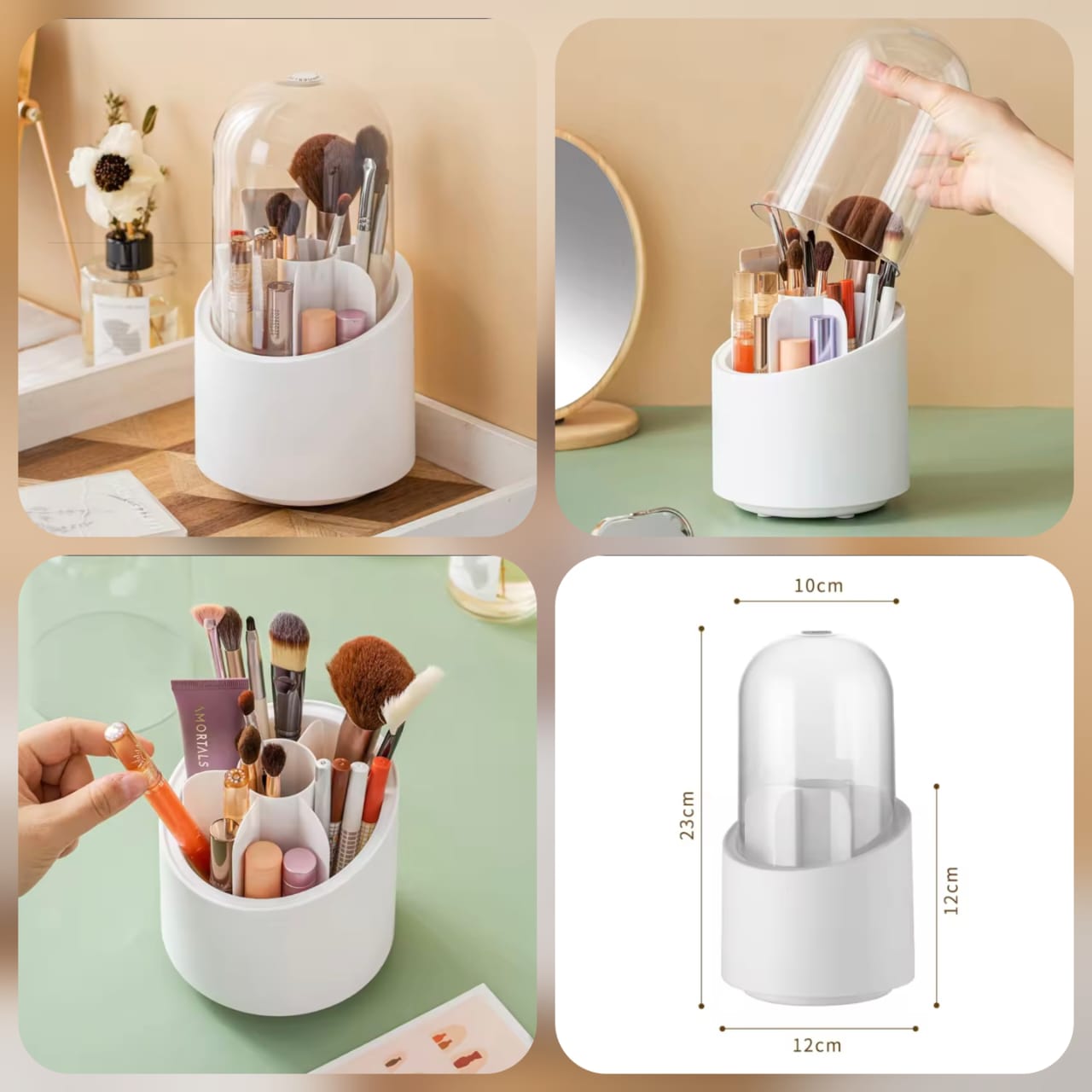 VanityPro 360° Makeup Brush Organizer with Protective Cover