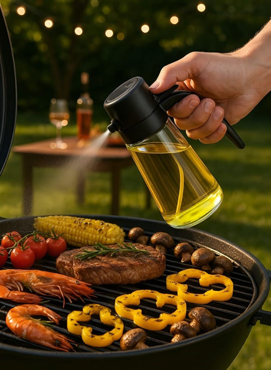 Dual Spray Oil Dispenser Bottle – One-Press Mist & Pour Control for Healthy Cooking